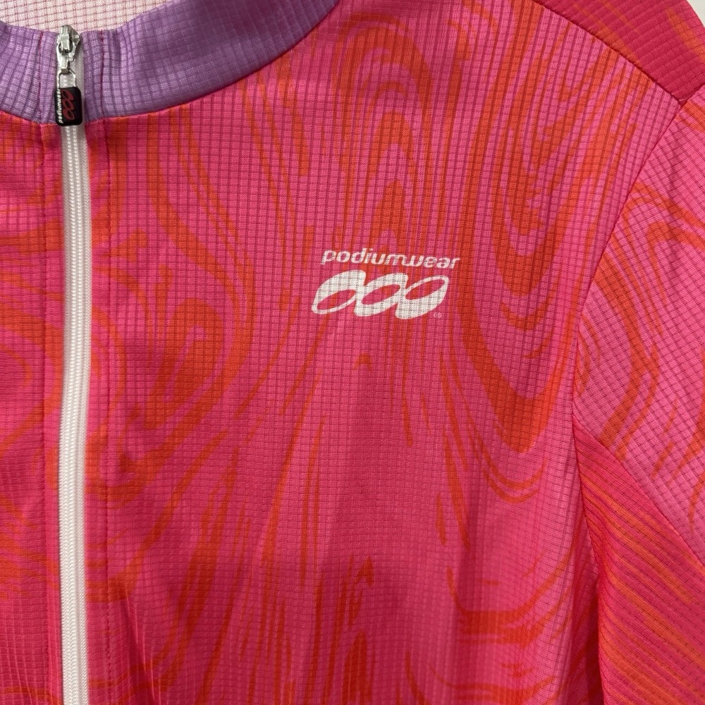 Podiumwear Men's XL Cycling Jersey Pink Purple Full Zip Short Sleeve Bike - Picture 2 of 10